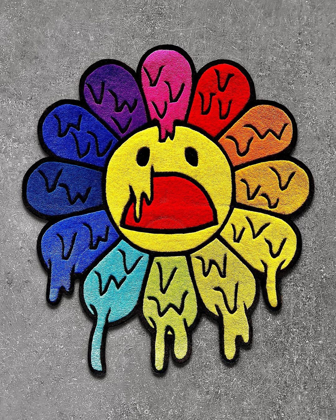 Melting Murakami Rainbow Flower Rug