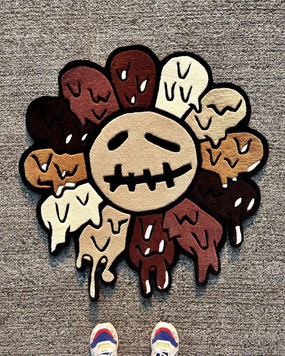 Melting Brown Murakami Rainbow Flower Rug