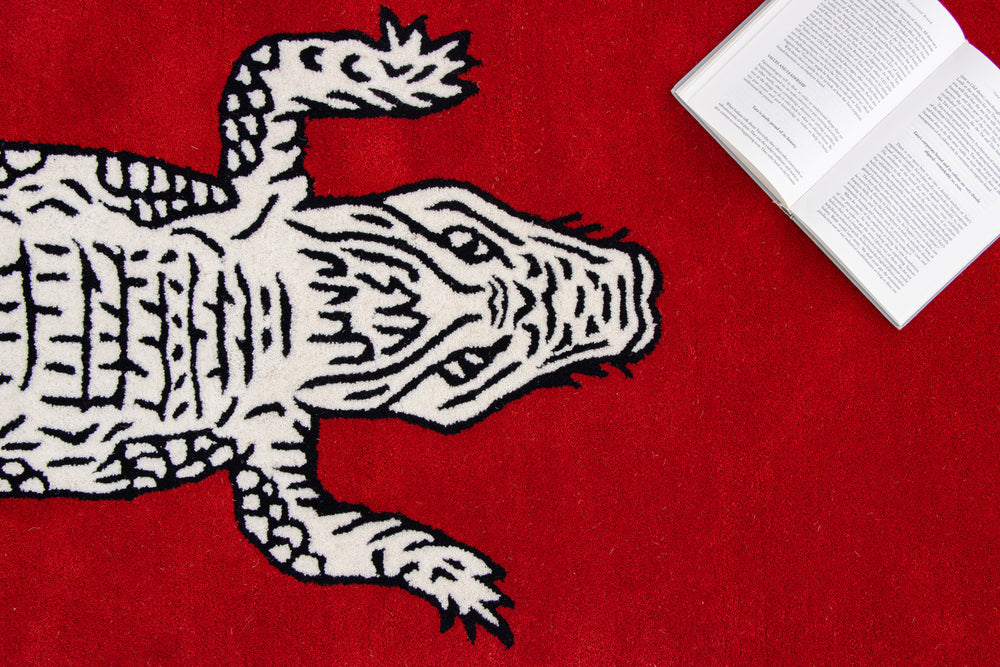 Red Crocodile Handmade Area Rug