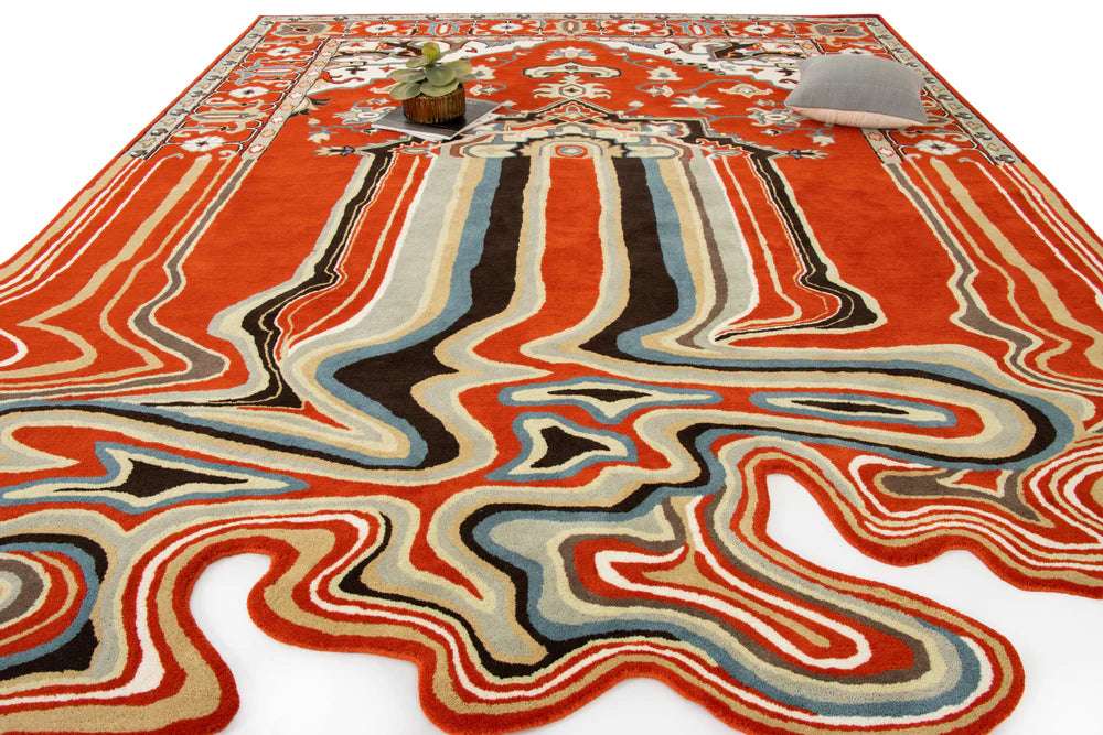 Melting Persian Premium Orange Handmade Area Rug