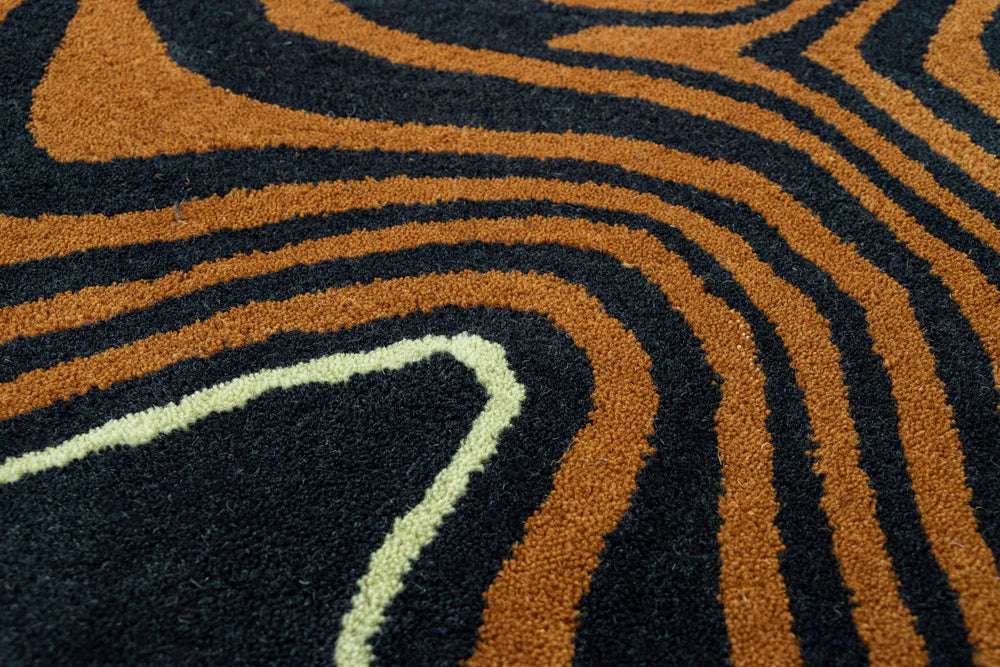 Amoeba Brown Handmade Rug