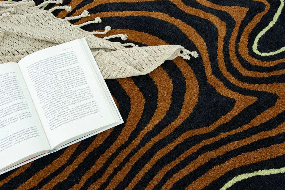 Amoeba Brown Handmade Rug