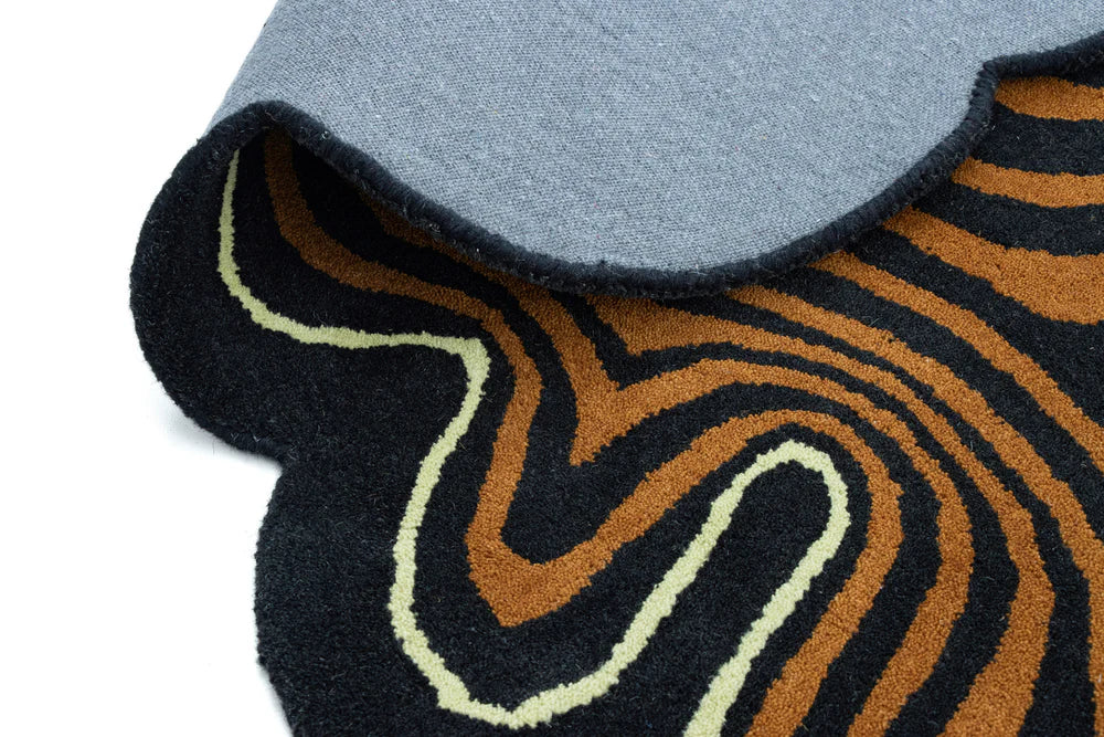 Amoeba Brown Handmade Rug