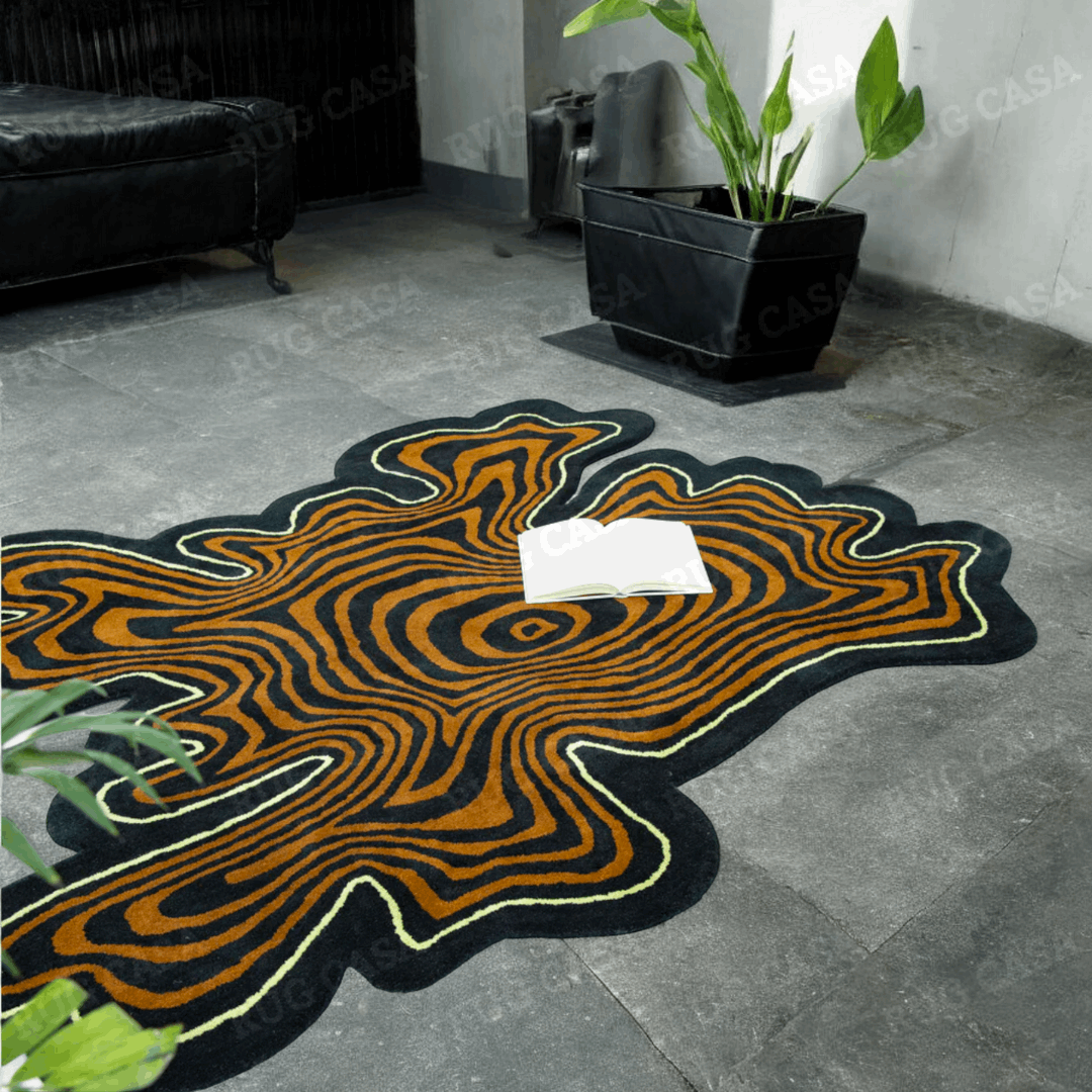Amoeba Brown Handmade Rug