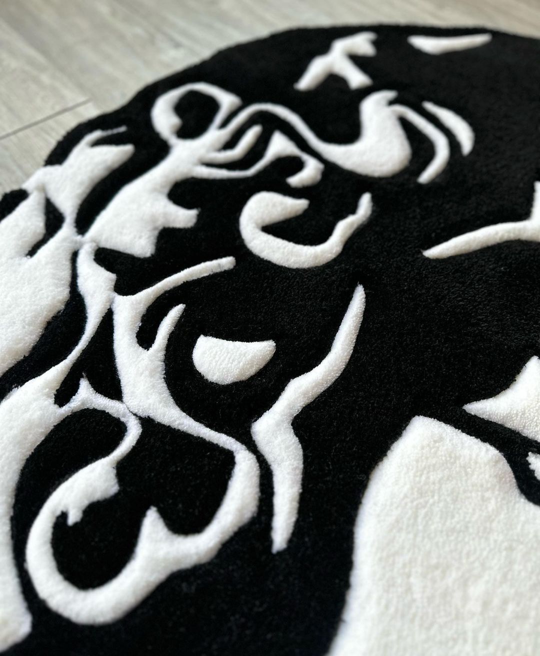 Ancient Greek Face Black and White Handmade Rug