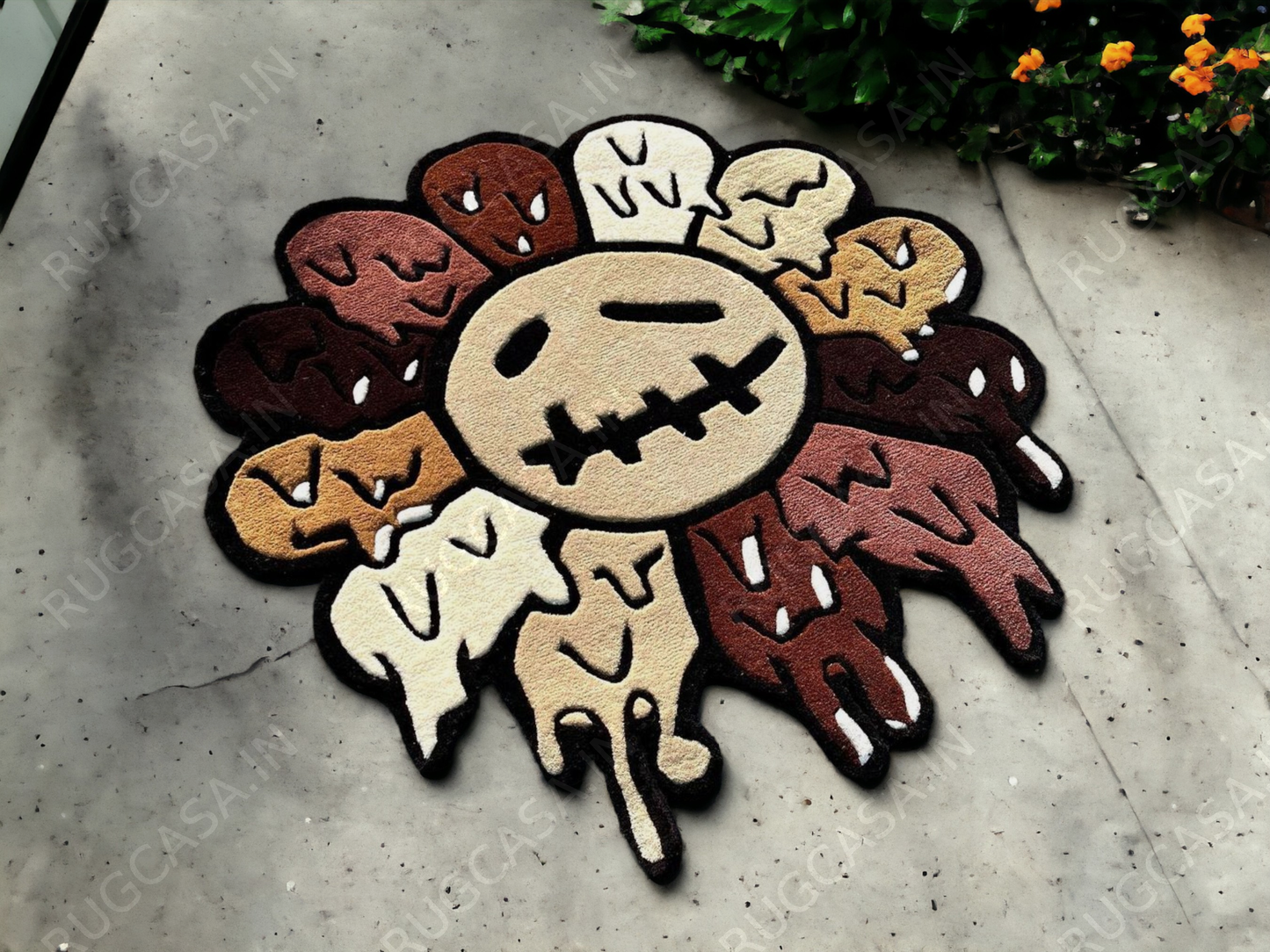 Melting Brown Murakami Rainbow Flower Rug