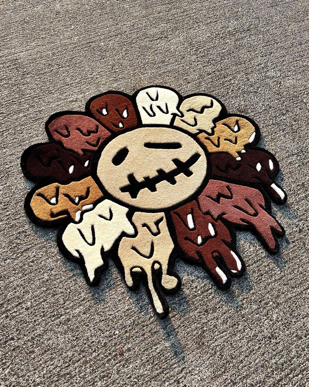 Melting Brown Murakami Rainbow Flower Rug