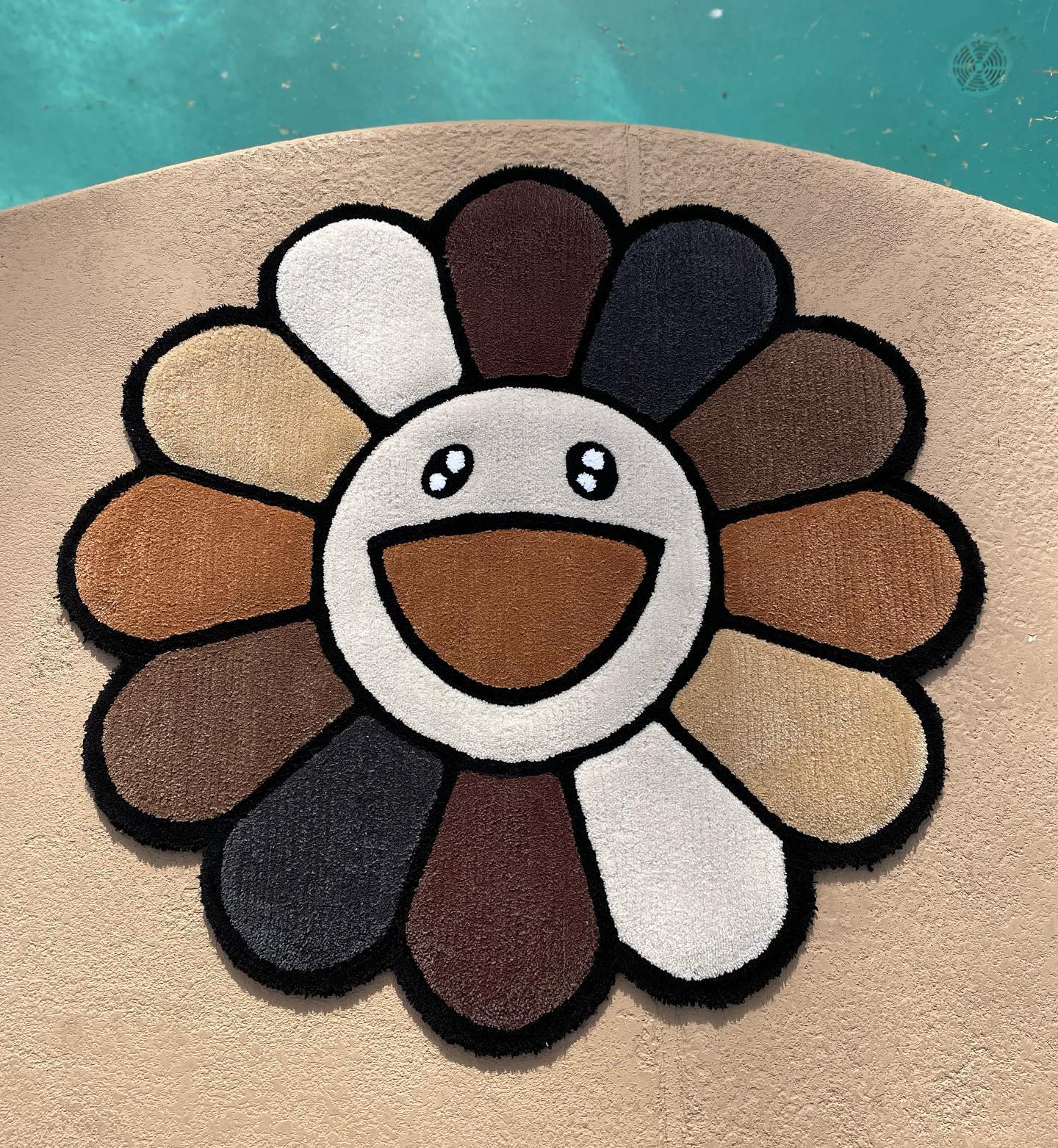 Murakami Brown Rainbow Flower Rug