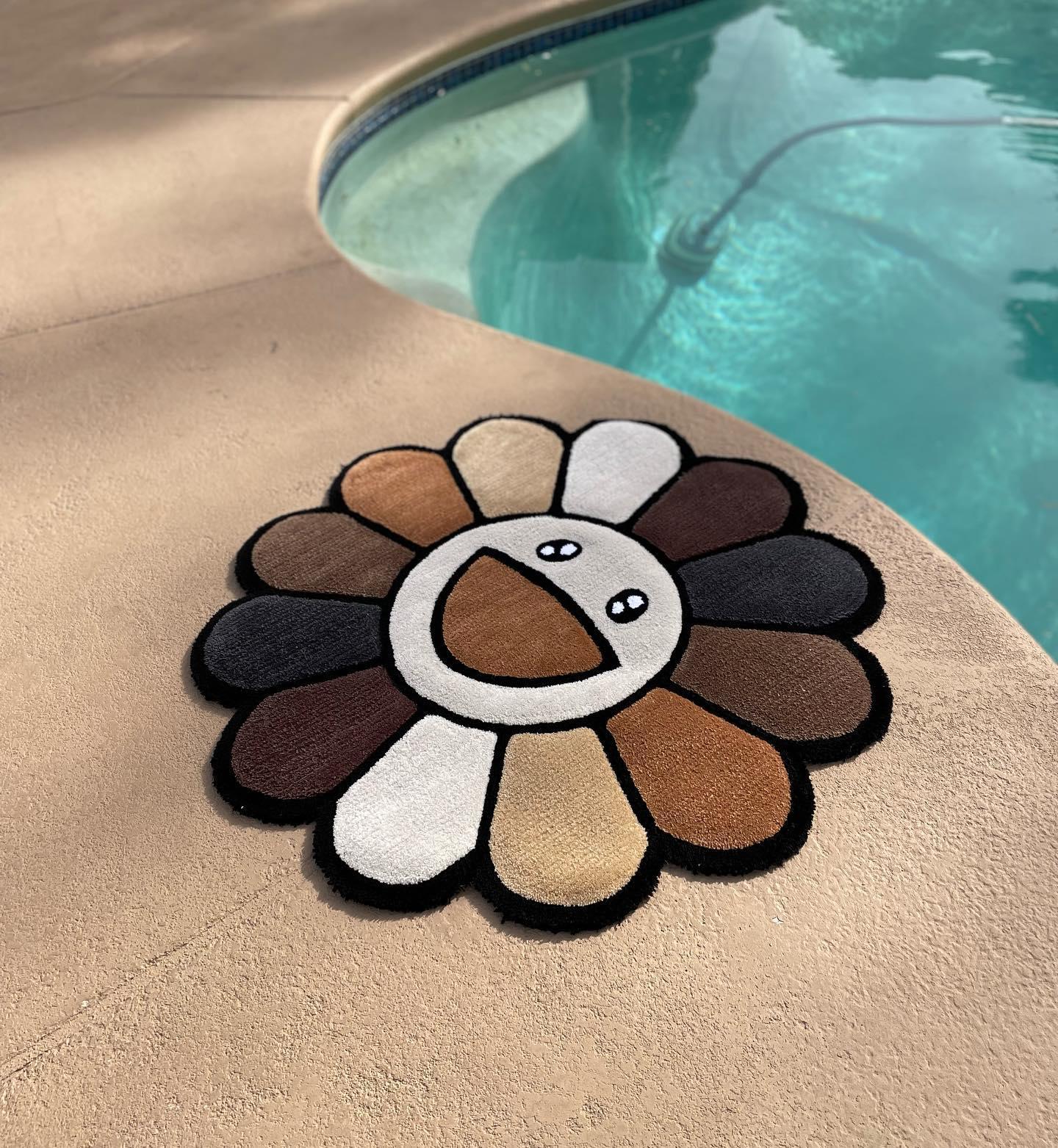 Murakami Brown Rainbow Flower Rug