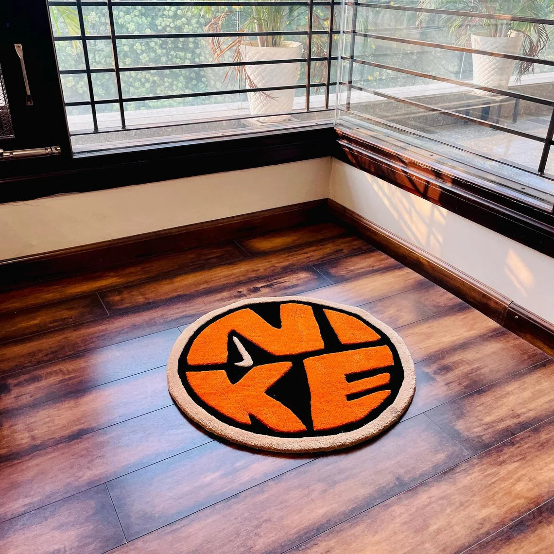 Nike-Inspired Design Round Rug