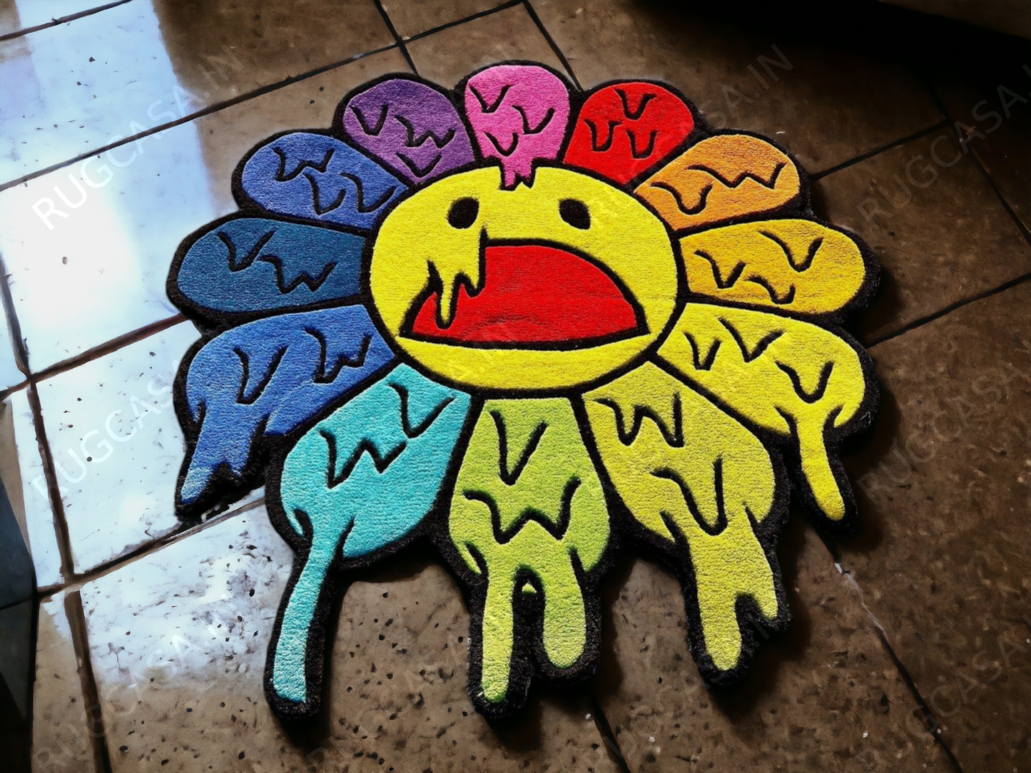 Melting Murakami Rainbow Flower Rug