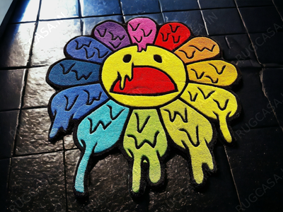 Melting Murakami Rainbow Flower Rug