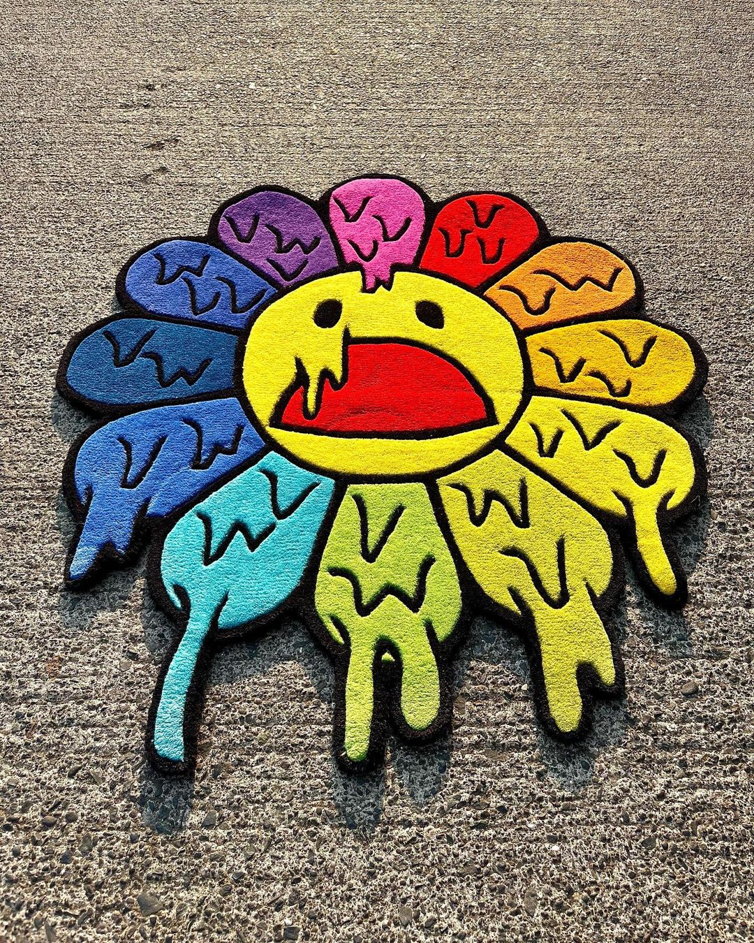 Melting Murakami Rainbow Flower Rug