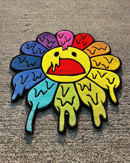 Melting Murakami Rainbow Flower Rug