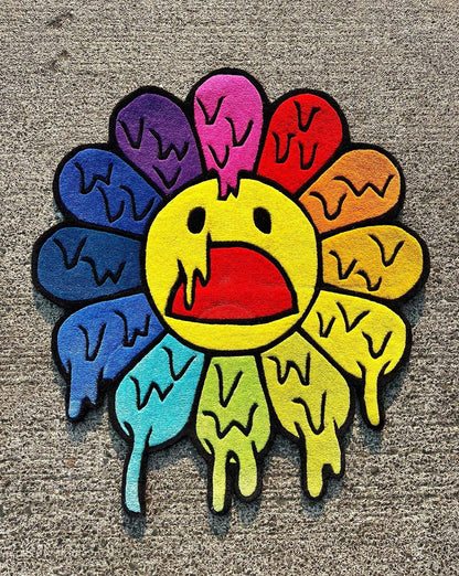Melting Murakami Rainbow Flower Rug