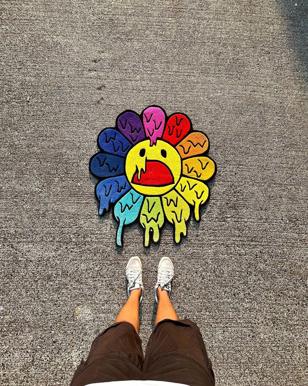 Melting Murakami Rainbow Flower Rug