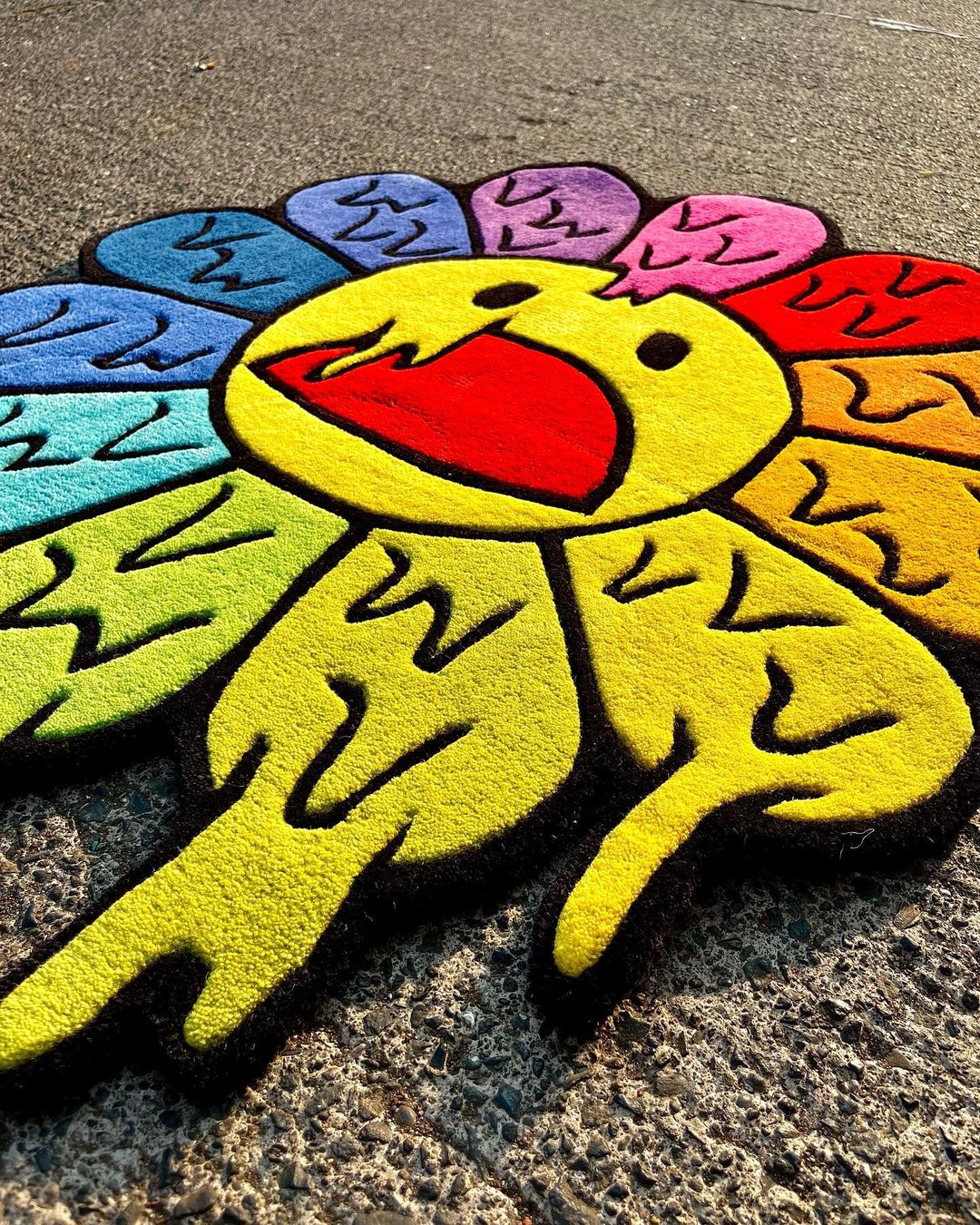 Melting Murakami Rainbow Flower Rug