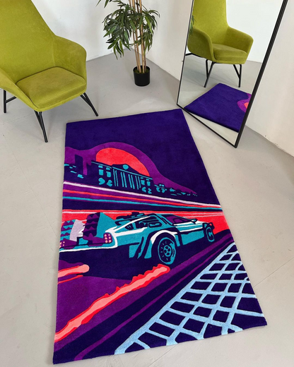 80s Retro Synthwave Handmade Area Rug