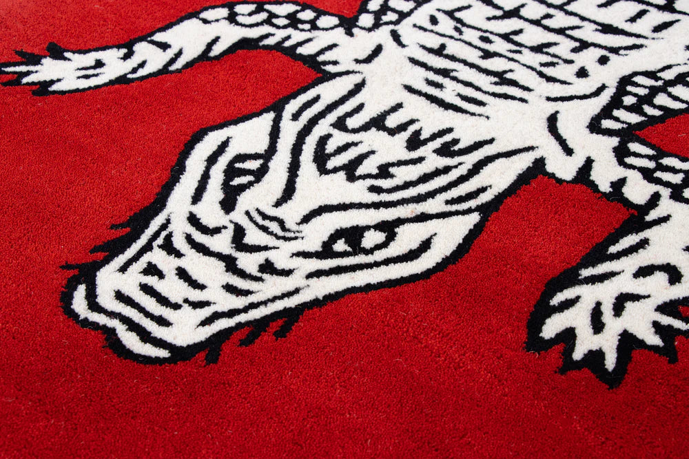 Red Crocodile Handmade Area Rug