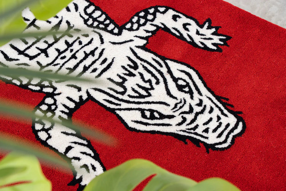 Red Crocodile Handmade Area Rug