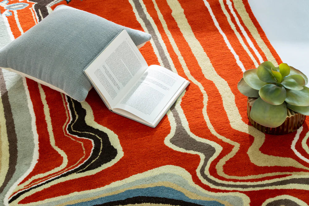 Melting Persian Premium Orange Handmade Area Rug