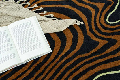 Amoeba Brown Handmade Rug