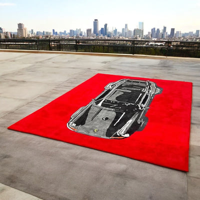 Red Porsche Handmade Wool Rug