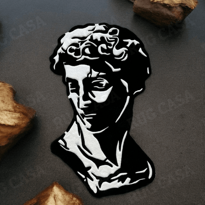 Ancient Greek Face Black and White Handmade Rug