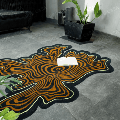 Amoeba Brown Handmade Rug