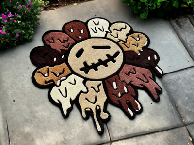 Melting Brown Murakami Rainbow Flower Rug