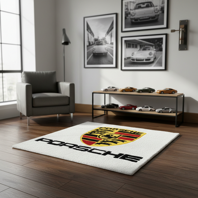 Porsche Logo Inspired Handmade Wool Rug