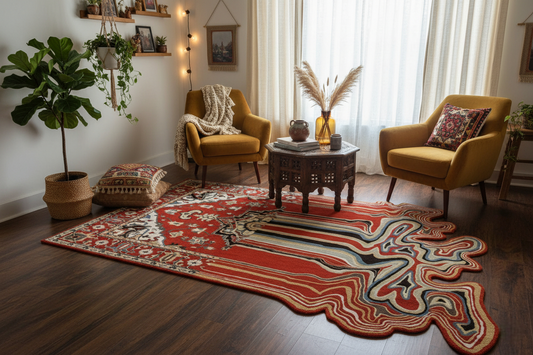 Melting Persian Orange Handmade Rug