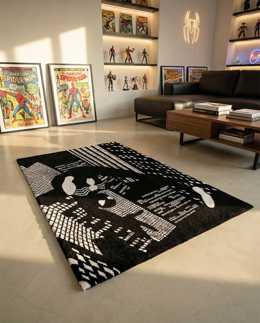 Black and White Spider-Man Rug